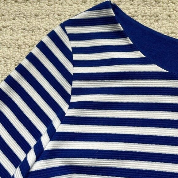 Anthropologie Blue & White Striped Back Zip Top Size Small - Picture 2 of 9